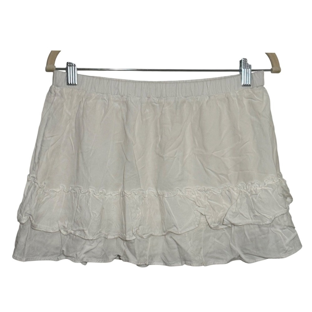 Brandy Melville Mini Skirt White Tiered Ruffle Women One Size Boho Coquette
